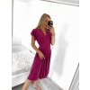 Šaty elegantní krátký rukáv dámské (S/M ONE SIZE) ITALSKá MóDA IM923010/DU (Velikost S/M/L, Barva béžová)