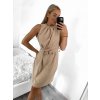 Šaty elegantní letní bez rukávu dámské (S/M ONE SIZE) ITALSKÁ MÓDA IM923011/DU (Velikost S/M/L, Barva béžová)