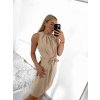 Šaty elegantní letní bez rukávu dámské (S/M ONE SIZE) ITALSKÁ MÓDA IM923011/DU (Velikost S/M/L, Barva béžová)