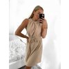 Šaty elegantní letní bez rukávu dámské (S/M ONE SIZE) ITALSKÁ MÓDA IM923011/DU (Velikost S/M/L, Barva béžová)