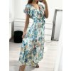 Šaty letní dlouhé šifonové květované krátký rukáv dámské (S/M ONE SIZE) ITALSKÁ MÓDA IMM23M7626/DU