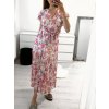 Šaty letní dlouhé šifonové květované krátký rukáv dámské (S/M ONE SIZE) ITALSKÁ MÓDA IMM23M7626/DU (Velikost S/M/L, Barva modrá)