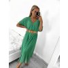 Šaty dlouhé s páskem krátký rukáv dámské (S/M ONE SIZE) ITALSKÁ MÓDA IMWA231295/DU (Velikost S/M/L, Barva modrá královská)