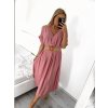 Šaty dlouhé s páskem krátký rukáv dámské (S/M ONE SIZE) ITALSKÁ MÓDA IMWA231295/DU (Velikost S/M/L, Barva modrá královská)