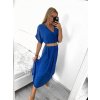 Šaty dlouhé s páskem krátký rukáv dámské (S/M ONE SIZE) ITALSKÁ MÓDA IMWA231295/DU