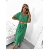 Šaty dlouhé s páskem krátký rukáv dámské (S/M ONE SIZE) ITALSKÁ MÓDA IMWA231295/DU (Velikost S/M/L, Barva modrá královská)