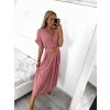 Šaty dlouhé s páskem krátký rukáv dámské (S/M ONE SIZE) ITALSKÁ MÓDA IMWA231295/DU (Velikost S/M/L, Barva modrá královská)