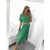 Šaty dlouhé s páskem krátký rukáv dámské (S/M ONE SIZE) ITALSKÁ MÓDA IMWA231295/DU (Velikost S/M/L, Barva modrá královská)