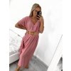 Šaty dlouhé s páskem krátký rukáv dámské (S/M ONE SIZE) ITALSKÁ MÓDA IMWA231295/DU (Velikost S/M/L, Barva modrá královská)