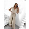 Overal dlouhý elegantní krátký rukáv dámské (S/M ONE SIZE) ITALSKÁ MÓDA IMWCC232642/DU (Velikost S/M/L, Barva béžová)