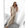 Overal dlouhý elegantní krátký rukáv dámské (S/M ONE SIZE) ITALSKÁ MÓDA IMWCC232642/DU (Velikost S/M/L, Barva béžová)