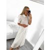 Šaty košilové krajkované s páskem krátký rukáv dámské (S/M ONE SIZE) ITALSKÁ MÓDA IMM23BR1956/DU (Velikost S/M/L, Barva bílá)
