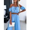 Souprava letní top a kalhoty dámská (S/M ONE SIZE) ITALSKÁ MÓDA IMM23M33319/DU (Velikost S/M/L, Barva modrá královská)