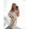 Šaty letní krátký rukáv dámské (S/M/L ONE SIZE) ITALSKÁ MÓDA IM323BELT/DU (Velikost M/L, Barva béžová)