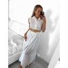 Šaty dlouhé elegantní krajkové košilové s páskem bez rukáv dámské (S/M ONE SIZE) ITALSKÁ MÓDA IMWGB231751/DU (Velikost S/M/L, Barva bílá)