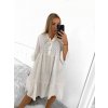 Šaty volnočasové košilové 3/4 rukáv dámské nadrozměr (L/XL/2XL ONE SIZE) ITALSKá MóDA IM423WOILA/DUR (Velikost L/XL, Barva bílá)