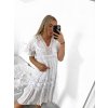 Šaty letní nadměrné krajkové krátký rukáv dámské M/L ONE SIZE) ITALSKÁ MÓDA IMBM230501/DUR (Velikost M/L, Barva bílá)