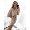 Šaty oversize krátký rukáv dámské (S/M ONE SIZE) ITALSKÁ MÓDA IMWY23090/DU (Velikost S/M/L, Barva béžová)