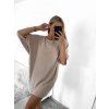 Šaty oversize krátký rukáv dámské (S/M ONE SIZE) ITALSKÁ MÓDA IMWY23090/DU (Velikost S/M/L, Barva béžová)
