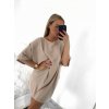 Šaty oversize krátký rukáv dámské (S/M ONE SIZE) ITALSKÁ MÓDA IMWY23090/DU (Velikost S/M/L, Barva béžová)