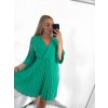 Šaty letní elegantní skládané krátký rukáv dámské (S/M ONE SIZE) ITALSKÁ MÓDA IMWY23200/DU (Velikost S/M/L, Barva béžová)