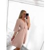 Šaty letní elegantní skládané krátký rukáv dámské (S/M ONE SIZE) ITALSKÁ MÓDA IMWY23200/DU (Velikost S/M/L, Barva béžová)