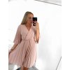 Šaty letní elegantní skládané krátký rukáv dámské (S/M ONE SIZE) ITALSKÁ MÓDA IMWY23200/DU (Velikost S/M/L, Barva béžová)