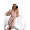 Šaty letní elegantní skládané krátký rukáv dámské (S/M ONE SIZE) ITALSKÁ MÓDA IMWY23200/DU (Velikost S/M/L, Barva béžová)