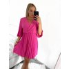 Šaty letní elegantní skládané krátký rukáv dámské (S/M ONE SIZE) ITALSKÁ MÓDA IMWY23200/DU (Velikost S/M/L, Barva béžová)