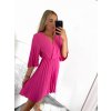 Šaty letní elegantní skládané krátký rukáv dámské (S/M ONE SIZE) ITALSKÁ MÓDA IMWY23200/DU (Velikost S/M/L, Barva béžová)