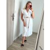 Šaty letní bez rukávů s páskem dámské (S/M ONE SIZE) ITALSKá MóDA IM823003/DU (Velikost S/M/L, Barva bílá)