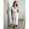 Šaty letní bez rukávů s páskem dámské (S/M ONE SIZE) ITALSKá MóDA IM823003/DU (Velikost S/M/L, Barva bílá)