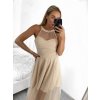 Šaty společenské dlouhé bez rukávu dámské (S/M ONE SIZE) ITALSKÁ MÓDA IM3236286/DU (Velikost S/M/L, Barva béžová)