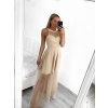 Šaty společenské dlouhé bez rukávu dámské (S/M ONE SIZE) ITALSKÁ MÓDA IM3236286/DU (Velikost S/M/L, Barva béžová)