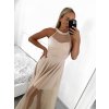 Šaty společenské dlouhé bez rukávu dámské (S/M ONE SIZE) ITALSKÁ MÓDA IM3236286/DU (Velikost S/M/L, Barva béžová)