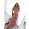 Šaty společenské dlouhé bez rukávu dámské (S/M ONE SIZE) ITALSKÁ MÓDA IM3236286/DU (Velikost S/M/L, Barva béžová)