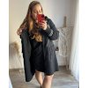 Kabát na zip s kapucí dlouhý rukáv dámská nadrozměr (2XL/3XL ONE SIZE) ITALSKÁ MÓDA IM423ANNIE/DU (Velikost 2XL/3XL, Barva Černá)
