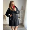 Kabát na zip s kapucí dlouhý rukáv dámská nadrozměr (2XL/3XL ONE SIZE) ITALSKÁ MÓDA IM423ANNIE/DU (Velikost 2XL/3XL, Barva Černá)