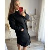 Kabát na zip s kapucí dlouhý rukáv dámská nadrozměr (XL/2XL/3XL ONE SIZE) ITALSKÁ MÓDA IM423COLET/DU (Velikost 2XL/3XL, Barva Černá)