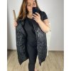 Vesta dlouhá s kapucí dámská nadrozměr (2XL/3XL ONE SIZE) ITALSKÁ MÓDA IM423LOVENA/DU (Velikost 2XL/3XL, Barva Černá)