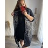 Vesta dlouhá s kapucí dámská nadrozměr (2XL/3XL ONE SIZE) ITALSKÁ MÓDA IM423LOVENA/DU (Velikost 2XL/3XL, Barva Černá)