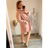 Kabát flaušový na zip dlouhý rukáv dámský nadrozměr (3XL/4XL ONE SIZE) ITALSKÁ MÓDA IMWQ233261