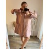 Kabát flaušový na zip dlouhý rukáv dámský nadrozměr (3XL/4XL ONE SIZE) ITALSKÁ MÓDA IMWQ233261