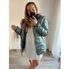 Bunda podzimní s kapucí dámská (3XL-7XL) ITALSKÁ MÓDA PMWB23B8028 (Velikost 3XL, Barva zelená)