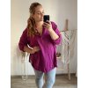 Tunika košilová dlouhý rukáv dámská nadrozměr (3XL/4XL ONE SIZE) ITALSKÁ MÓDA IMWQ233252/DUR (Velikost 3XL/4XL, Barva béžová)