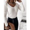 Svetr řádkový dlouhý rukáv dámský (S/M ONE SIZE) ITALSKá MóDA EXTRA ME  IMM22fd5808 (Velikost S/M/L, Barva bílá)