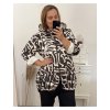 Mikina na zip s kapucí dlouhý rukáv dámská nadrozměr (2XL/3XL/4XL ONE SIZE) ITALSKá MóDA IM423HENNA-2/DR (Velikost 3XL/4XL, Barva Černo-bílá)