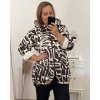 Mikina na zip s kapucí dlouhý rukáv dámská nadrozměr (2XL/3XL/4XL ONE SIZE) ITALSKá MóDA IM423HENNA-2/DR (Velikost 3XL/4XL, Barva Černo-bílá)