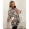 Mikina na zip s kapucí dlouhý rukáv dámská nadrozměr (2XL/3XL/4XL ONE SIZE) ITALSKá MóDA IM423HENNA-2/DR (Velikost 3XL/4XL, Barva Černo-bílá)
