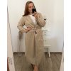 Kabát flaušový dlouhý rukáv dámský nadrozměr (3XL/4XL ONE SIZE) ITALSKÁ MÓDA IMWQ23BELLA/DR (Velikost 3XL/4XL, Barva béžová)